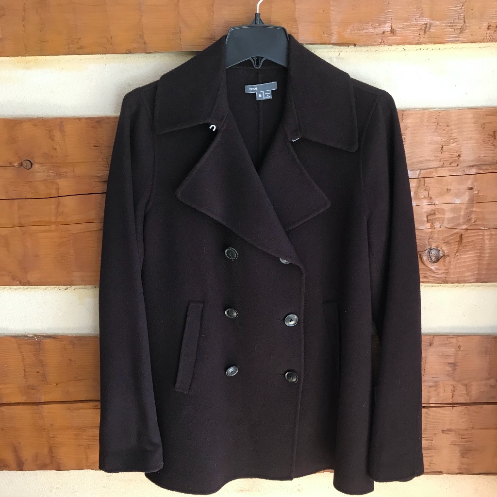 Vince Oversize Wool Blend Pea Coat, Size M